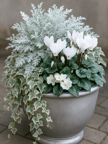 Silver And White Planter